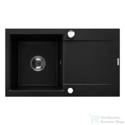   Invena TESALIA 76x44 cm-es gránit mosogató medence,fekete/króm AZ-01-043-B