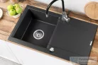 Invena TESALIA 76x44 cm-es gránit mosogató medence,fekete/króm AZ-01-043-B