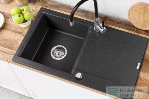 Invena TESALIA 76x44 cm-es gránit mosogató medence,fekete/króm AZ-01-043-B