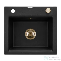   Invena TESALIA 48x44 cm-es gránit mosogató medence,fekete/arany AZ-01-Z41-B