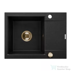   Invena TESALIA 59x44 cm-es gránit mosogató medence,fekete/arany AZ-01-Z42-B