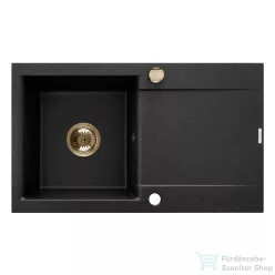   Invena TESALIA 76x44 cm-es gránit mosogató medence,fekete/arany AZ-01-Z43-B