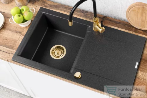 Invena TESALIA 76x44 cm-es gránit mosogató medence,fekete/arany AZ-01-Z43-B