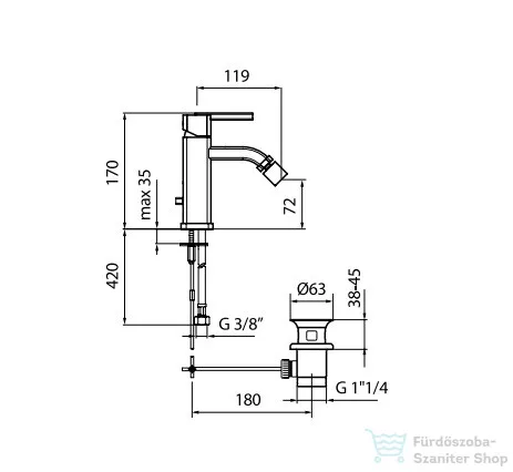 Webert Azeta bidet csaptelep króm színben AZ840101.015