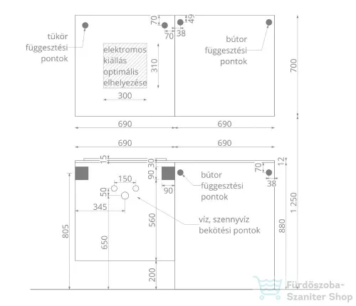 Amazonas Laundry 138 fürdőszoba bútor szett