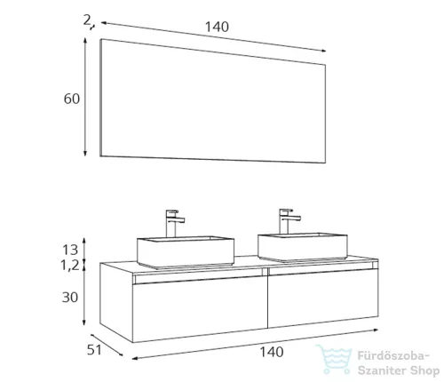 Amazonas Quadro 140 pultos fürdőszoba bútor szett