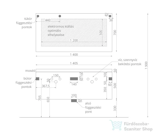 Amazonas Quadro 140 pultos fürdőszoba bútor szett