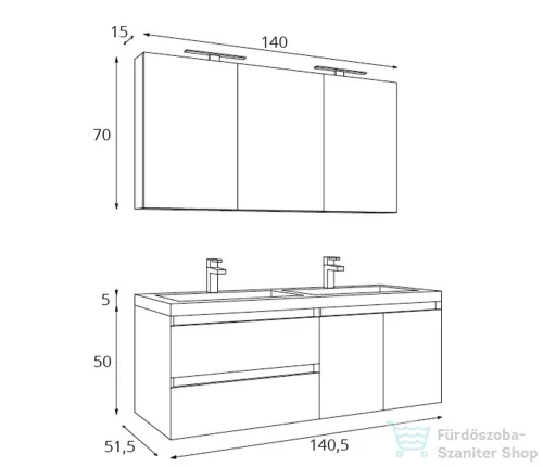 Amazonas Quadro 140 fürdőszoba bútor szett