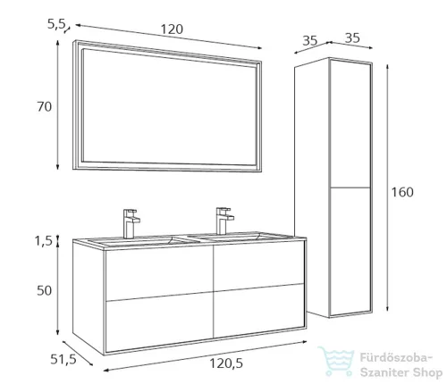 Amazonas Slim 120 fürdőszoba bútor szett