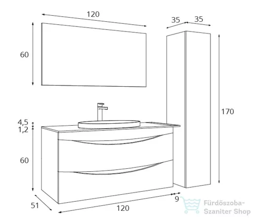 Amazonas Smile 120 pultos fürdőszoba bútor szett