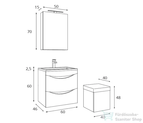 Amazonas Smile 60 fürdőszoba bútor szett