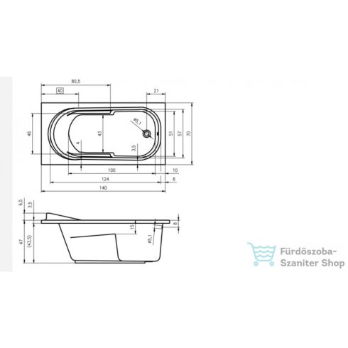 Riho Columbia 140x70 egyenes fürdőkád