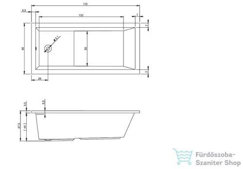 Riho Lusso Plus 170x80 egyenes fürdőkád