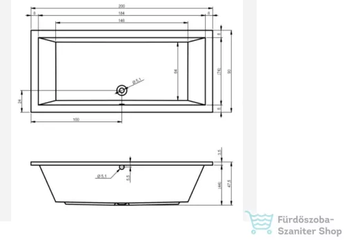 Riho Lusso 200x90 egyenes fürdőkád