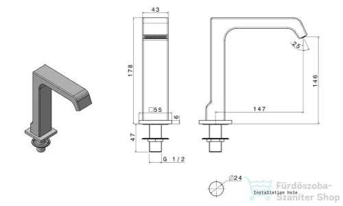 Sapho ALPI Kádbeömlő,szélesség: 43mm, réz/króm  B02