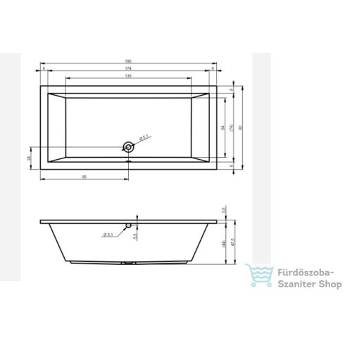 Riho Lusso 190x90 egyenes fürdőkád