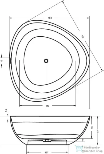 RIHO SOLID SURFACE OVIEDO 160X160 Szabadon Álló Kád