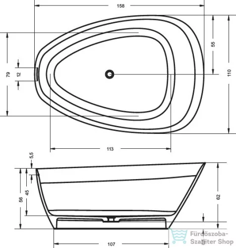 RIHO SOLID SURFACE TOLEDO 161X110 Szabadon Álló Kád
