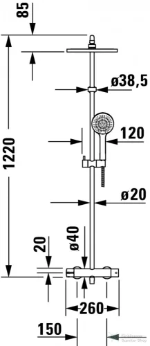 Duravit B.1 termosztátos zuhanyrendszer, króm B14280008010