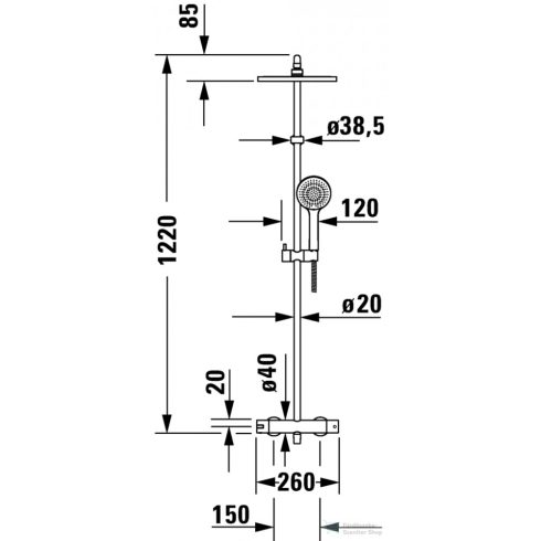 Duravit B.2 termosztátos zuhanyrendszer, króm B24280008010
