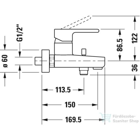 Duravit B.2 kádtöltő csaptelep zuhanyszett nélkül,króm B25230000010