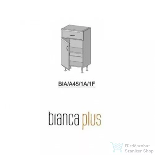 Leziter Bianca Plus 45 alacsony szekrény 1 ajtóval, 1 fiókkal, magasfényű fehér színben, jobbos BA451A1FMFFMFFJ
