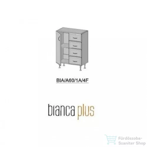Leziter Bianca Plus 60 alacsony szekrény 1 ajtóval, 4 fiókkal,sonoma tölgy színben, balos BA601A4FSTSTB