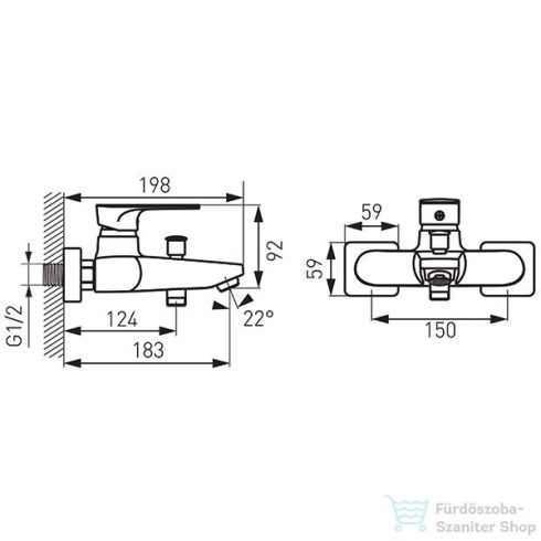 Ferro ALGEO SQUARE- Kádcsaptelep, króm BAQ1