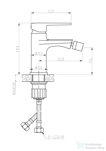 Invena FIRA bidé csaptelep click-clack leeresztővel,matt fekete BB-71-004-V