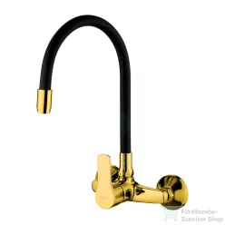   Invena VERSO fali mosogató csaptelep flexibilis kifolyóval,arany/fekete BC-82-E49-L