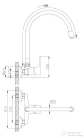 Invena VERSO fali mosogató csaptelep flexibilis kifolyóval,arany/fekete BC-82-E49-L