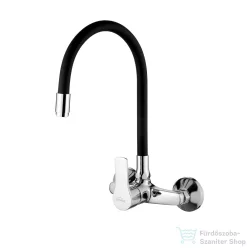   Invena VERSO fali mosogató csaptelep flexibilis kifolyóval,króm/fekete BC-82-E4S-L
