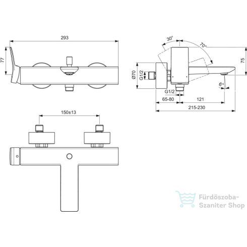 Ideal Standard CONCA kádtöltő csaptelep zuhanyszett nélkül,Silver storm BC762GN