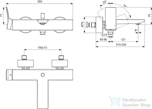 Ideal Standard CONCA kádtöltő csaptelep zuhanyszett nélkül,Silver storm BC762GN