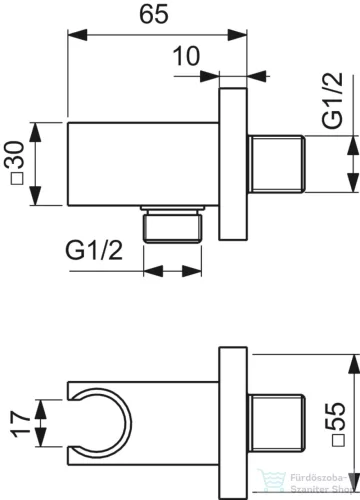 Ideal Standard CONCA zuhanytartó gégecső csatlakozóval,Silver storm BC771GN