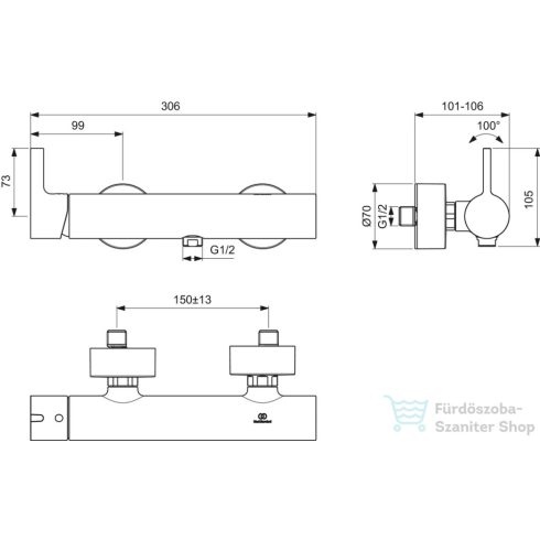 Ideal Standard JOY zuhany csaptelep zuhanyszett nélkül,Magnetic grey BC785A5