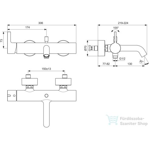 Ideal Standard JOY kádtöltő csaptelep zuhanyszett nélkül,Króm BC786AA