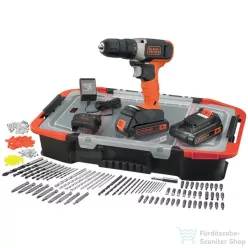   Black+Decker 18 V akkus fúró/csavarozó 2 db akkumulátorral, kiegészítőkkel, BCD001BAST-QW
