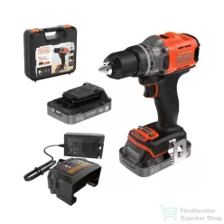   Black+Decker 18 V akkus fúrógép 2 akkumulátorral, BCD382D2XK-QW
