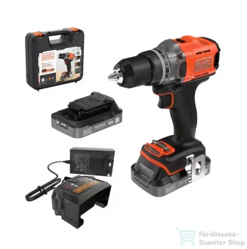 Black+Decker 18 V akkus fúrógép 2 akkumulátorral, BCD382D2XK-QW