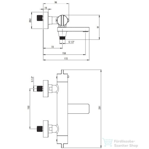 Deante THERM kádtöltő csaptelep, termosztátos, zuhanyszett nélkül, titanium BCH_D1BT