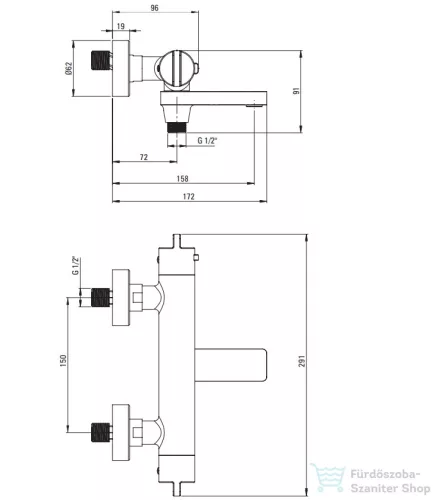 Deante THERM kádtöltő csaptelep, termosztátos, zuhanyszett nélkül, arany BCH_Z1BT