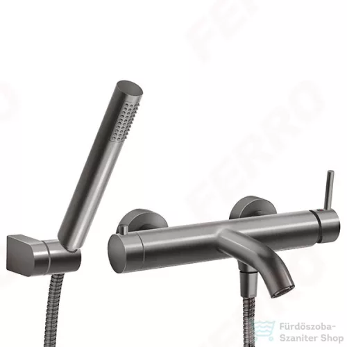 Ferro CIRICULUS kádcsaptelep zuhanyszettel, gun metal BCK11GM