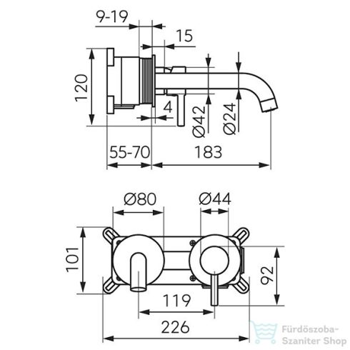 Ferro CIRICULUS falsík alá építhető mosdócsaptelep, gun metal BCK3PAGM