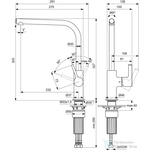 Ideal Standard GUSTO mosogató csaptelep,Magnetic grey BD418A5