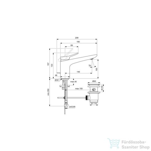 Ideal Standard CONCA Grande mosdó csaptelep automata leeresztővel,Króm BD456AA