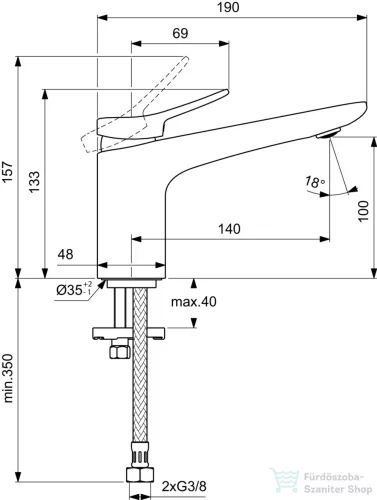 Ideal Standard CONCA Grande mosdó csaptelep leeresztő nélkül,Króm BD457AA