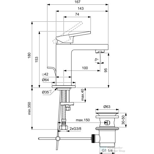 Ideal Standard EXTRA Piccolo mosdó csaptelep automata leeresztővel,Magnetic grey BD502A5