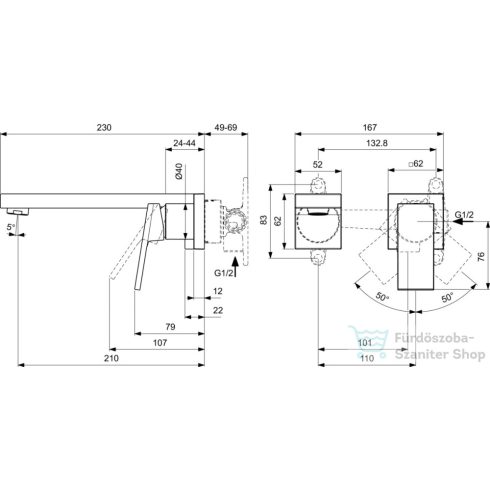 Ideal Standard EXTRA falsík alatti mosdó csaptelep 21 cm-es kifolyóval,alaptest nélkül,Magnetic grey BD510A5