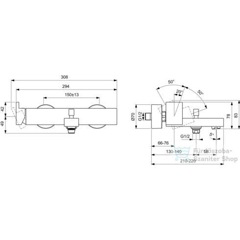Ideal Standard EXTRA kádtöltő csaptelep zuhanyszett nélkül,Króm BD513AA